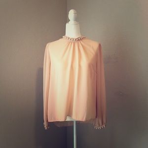 Mock top sheer blouse, size L